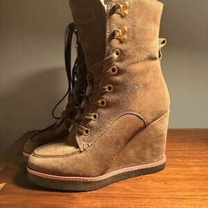 Veronica Beard winter wedge suede booties